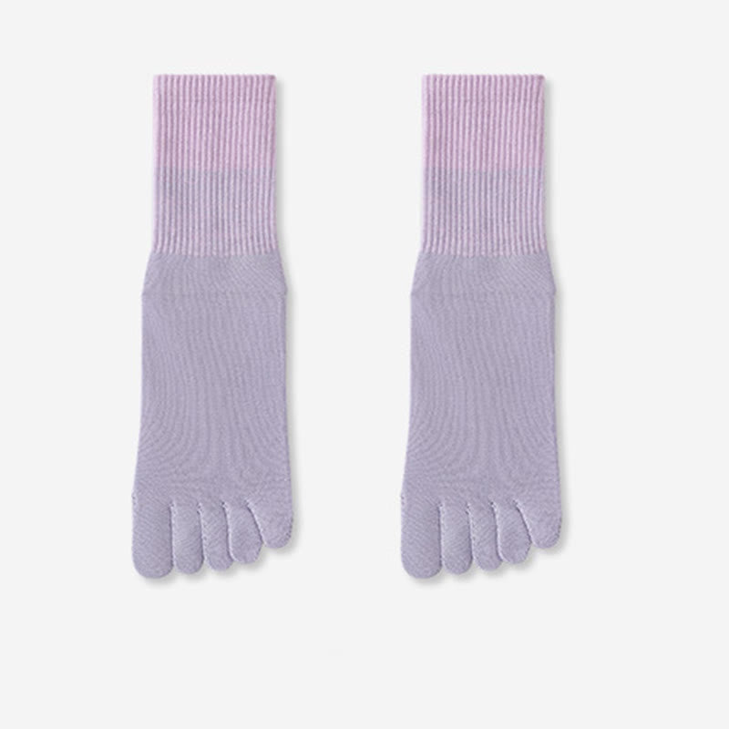 Olivenorma Five-Toe Gradient Mid-Calf Sports Yoga Socks - Purple - 2Pairs - image 13