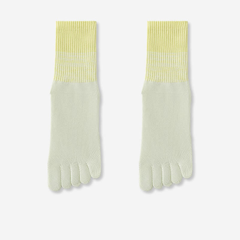 Olivenorma Breathable Toe Separation Non-Slip Pilates Barre Training Socks Gradient Five-Toe Mid-Calf Yoga Socks - Green - 10 Pairs - image 6