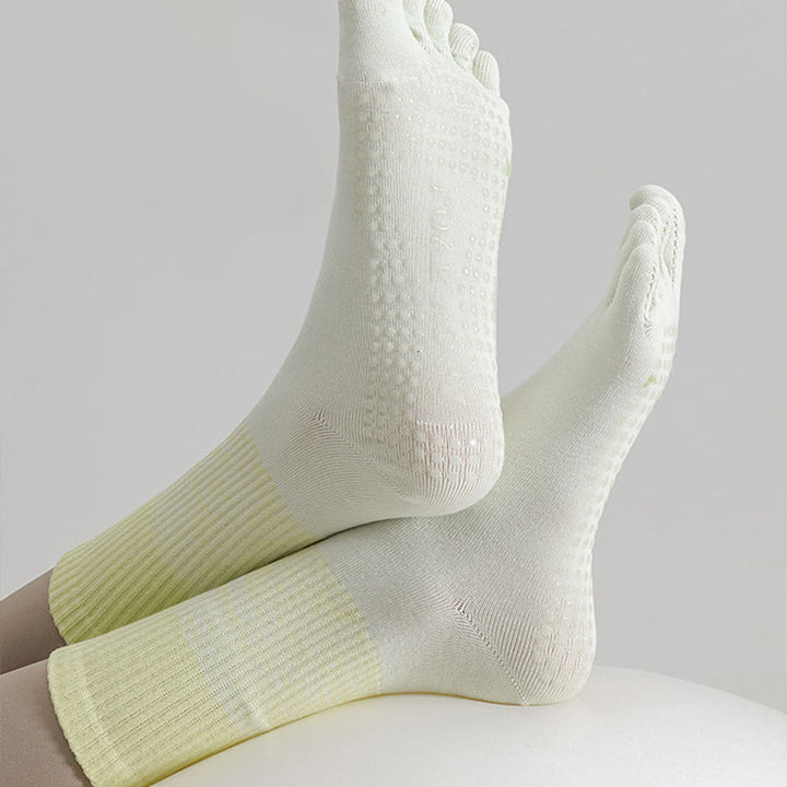 Olivenorma Breathable Toe Separation Non-Slip Pilates Barre Training Socks Gradient Five-Toe Mid-Calf Yoga Socks - image 8