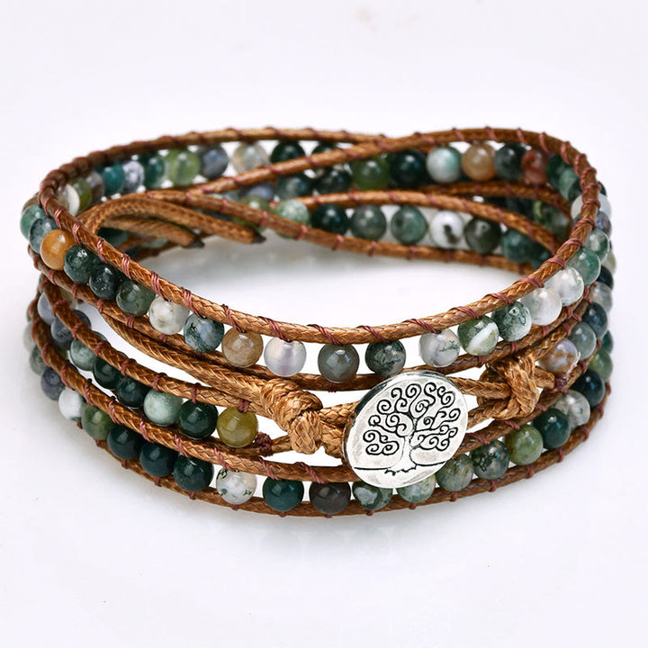 Olivenorma Natural Indian Agate Beaded 3-Piece Handwoven Jewelry Set - Wrap Bracelet - image 3