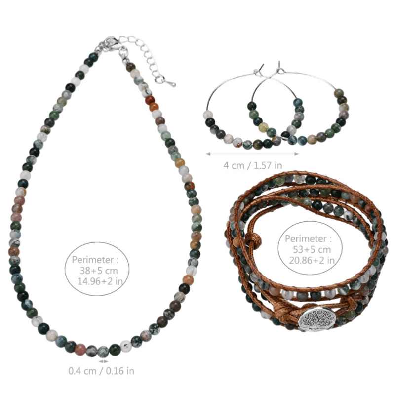 Olivenorma Natural Indian Agate Beaded 3-Piece Handwoven Jewelry Set - image 5