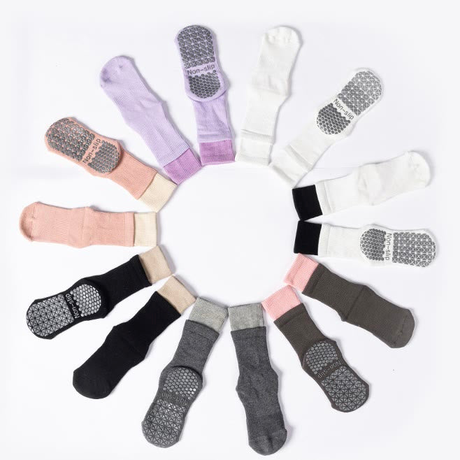 Olivenorma Non-Slip Double Layer Mid-Calf  Yoga Socks - Each Color - 8Pairs(One pair of each color) - image 10