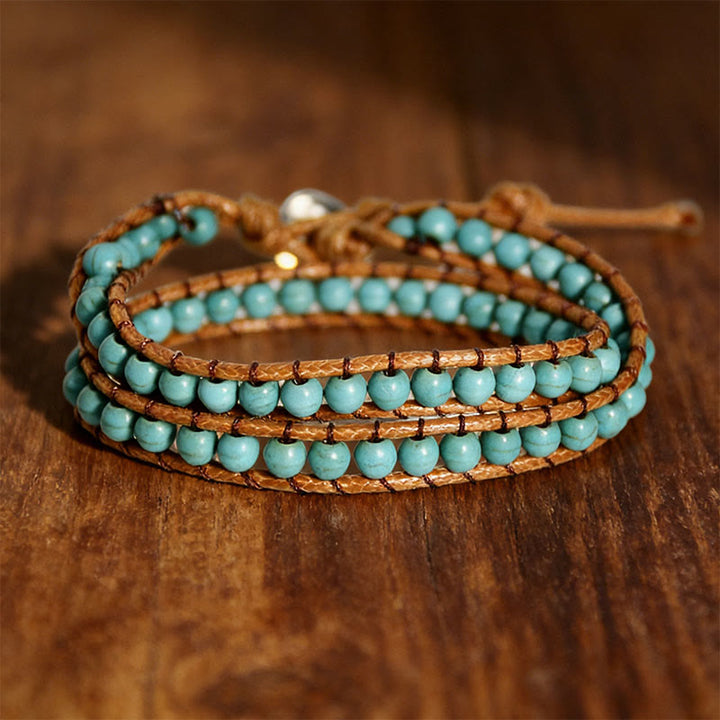 Olivenorma Multi-Style Bohemian Handwoven Wrap Bracelet - Turquoise - image 1
