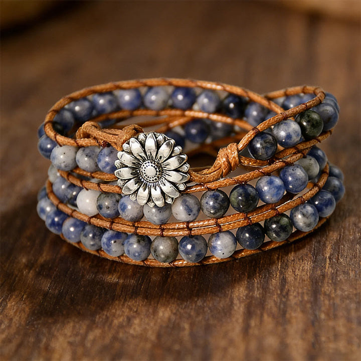 Olivenorma Multi-Style Bohemian Handwoven Wrap Bracelet - Blue Sodalite - image 8