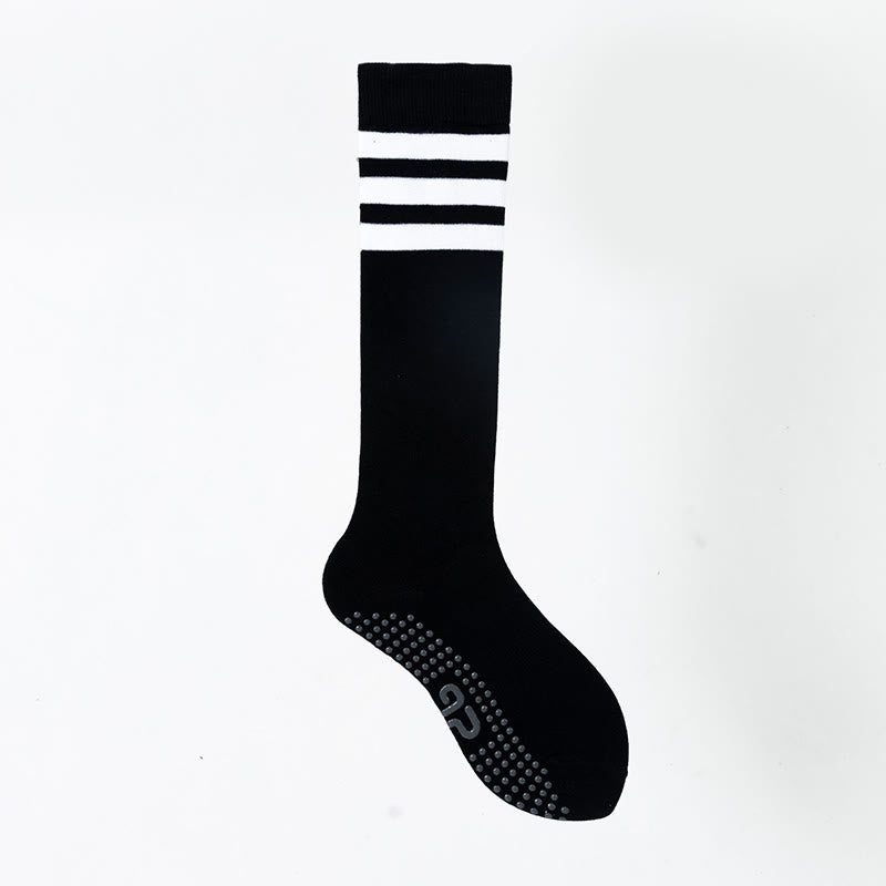 Olivenorma Solid Color Calf-Length Non-Slip Grip Pilates Barre Fitness Socks with Breathable Cotton Comfort Support Yoga Socks - Striped Black - 10 Pairs - image 40