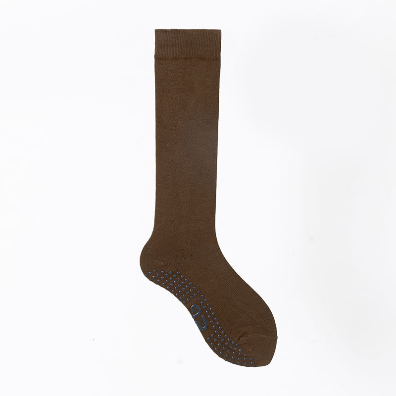 Olivenorma Solid Color Calf-Length Non-Slip Grip Pilates Barre Fitness Socks with Breathable Cotton Comfort Support Yoga Socks - Bronze - 10 Pairs - image 25