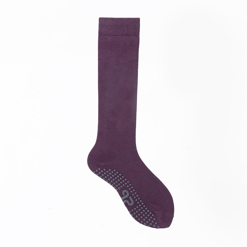 Olivenorma Solid Color Calf-Length Non-Slip Grip Pilates Barre Fitness Socks with Breathable Cotton Comfort Support Yoga Socks - Deep Purple - 10 Pairs - image 20