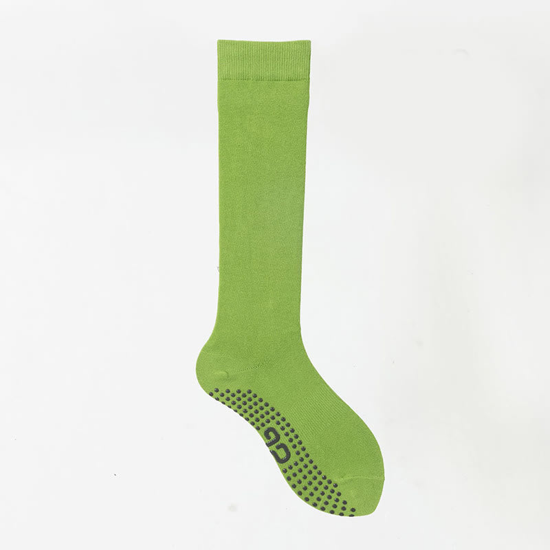 Olivenorma Solid Color Calf-Length Non-Slip Grip Pilates Barre Fitness Socks with Breathable Cotton Comfort Support Yoga Socks - Lemon Green - 10 Pairs - image 35