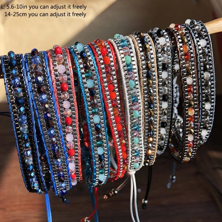 Olivenorma Colorful Crystal Beaded Multi-Layer Woven Wrap Bracelet - image 12