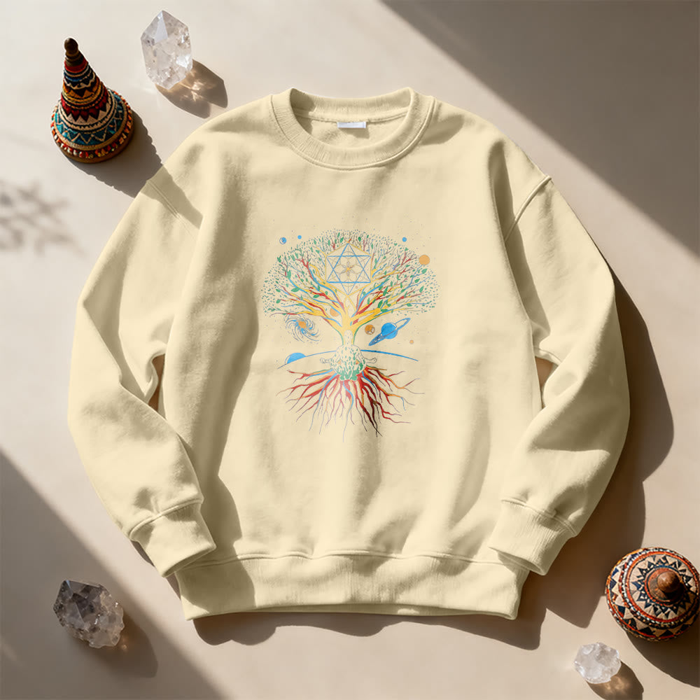 Olivenorma Tree Meditation Universe Spiritual Mindfulness Sweatshirt - image 4