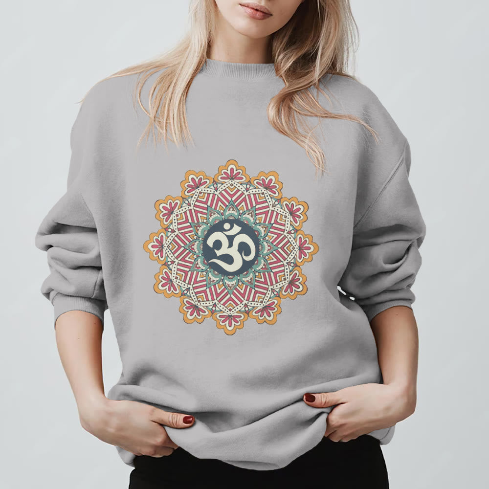 Olivenorma Om Mandala Sacred Geometry Yoga Meditation Mindfulness Sweatshirt - Grey - 2XL - image 11