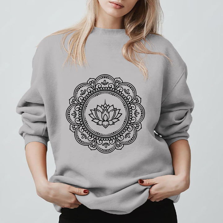 Olivenorma Mandala Boho Spiritual Yoga Meditation Geometric Sweatshirt - Grey - 2XL - image 7