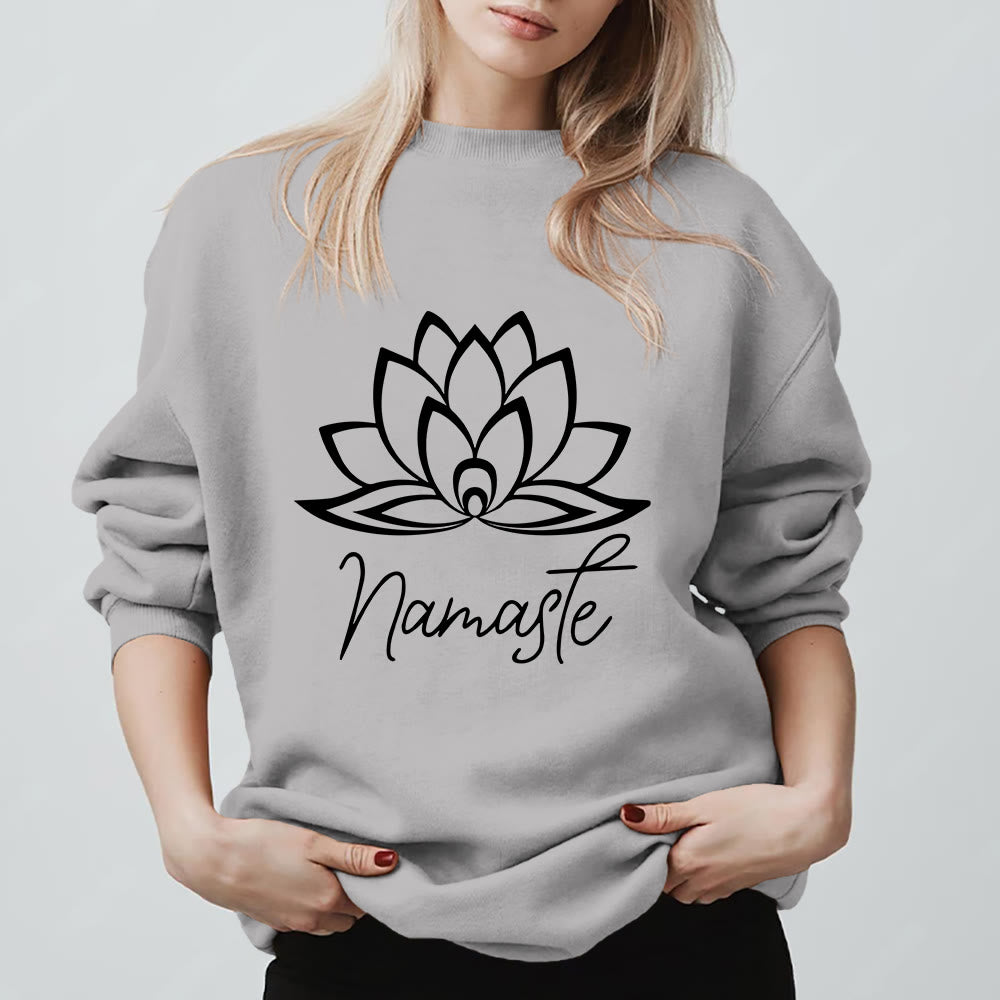 Olivenorma Namaste Lotus Yoga Meditation Mindfulness Sweatshirt - Grey - 2XL - image 0
