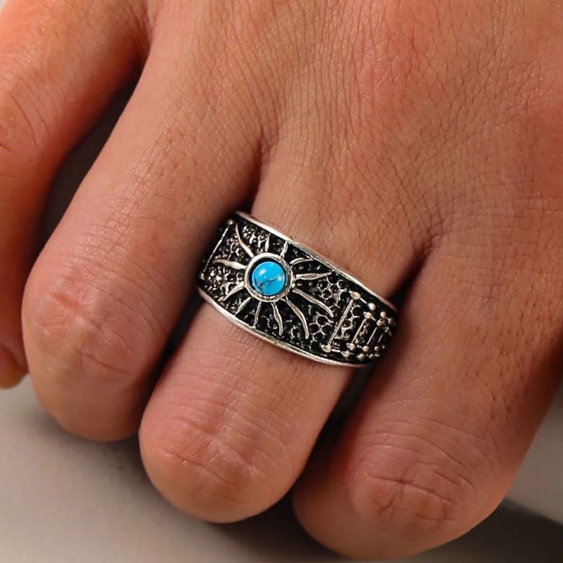 FREE Today: Boho Sun Turquoise Mens Biker Band Ring - image 1