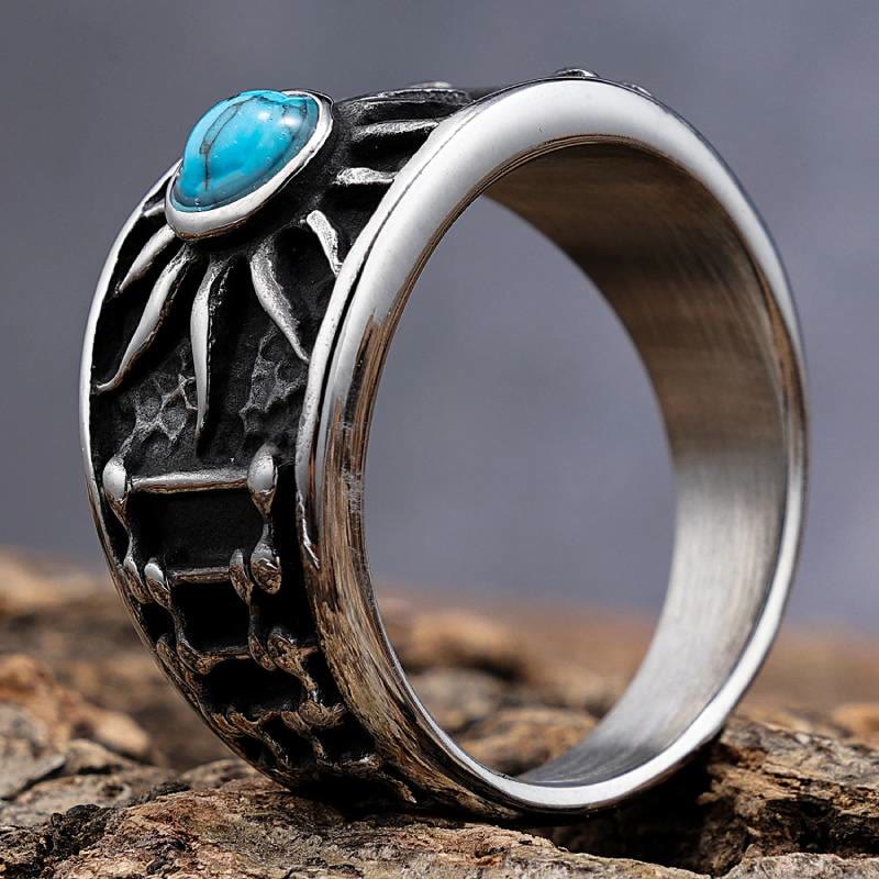 FREE Today: Boho Sun Turquoise Mens Biker Band Ring - image 3