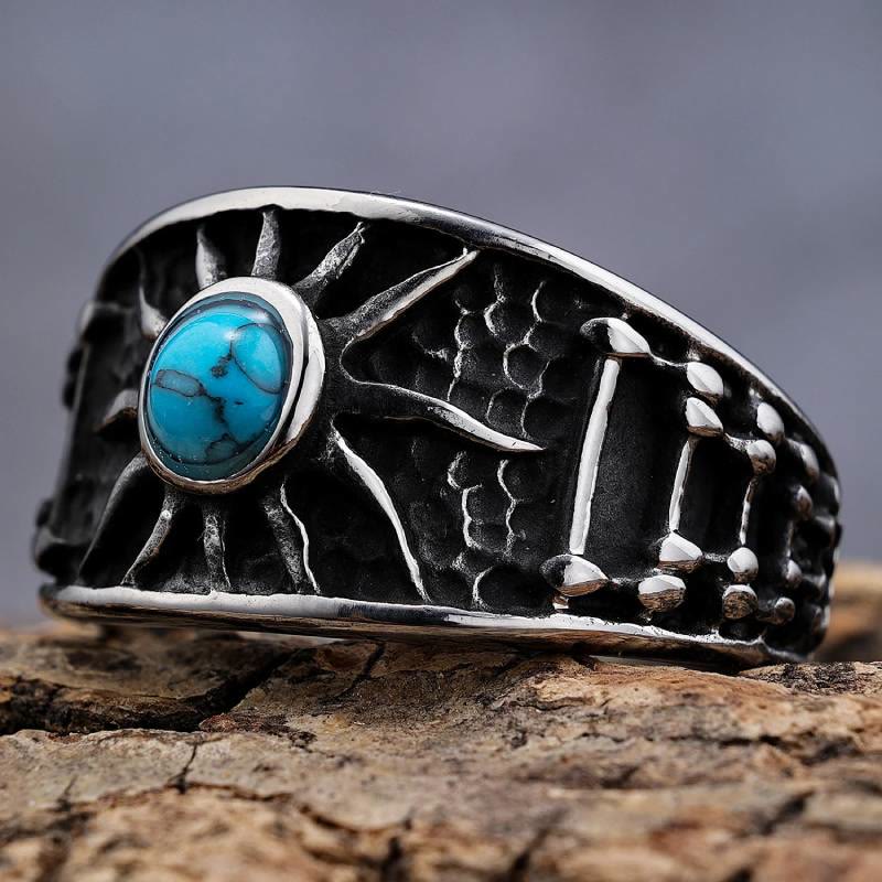 FREE Today: Boho Sun Turquoise Mens Biker Band Ring - image 4