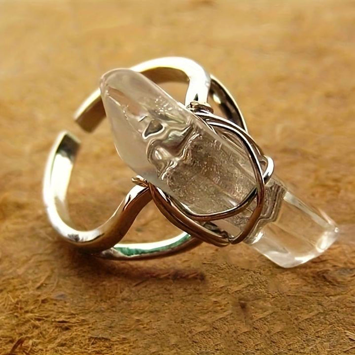 FREE Today: Wire-Wrapped Natural Quartz Crystal Stone Adjustable Vibes & Meditation Ring - Clear Quartz - image 0