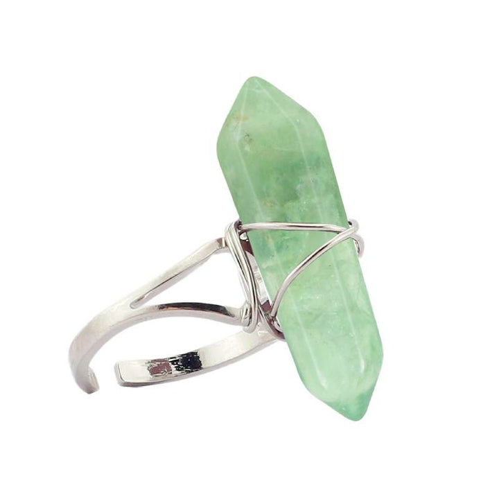 FREE Today: Wire-Wrapped Natural Quartz Crystal Stone Adjustable Vibes & Meditation Ring - Green Fluorite - image 22