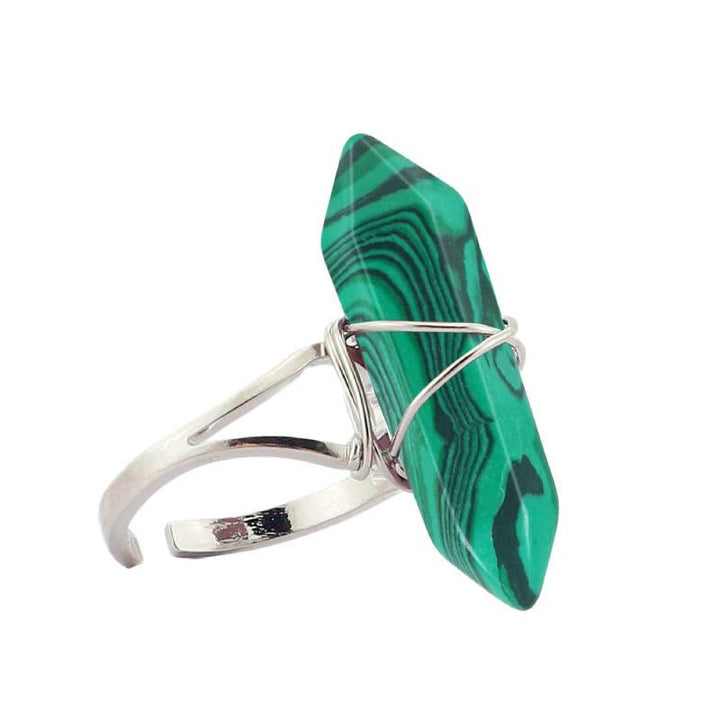 FREE Today: Wire-Wrapped Natural Quartz Crystal Stone Adjustable Vibes & Meditation Ring - Malachite - image 28