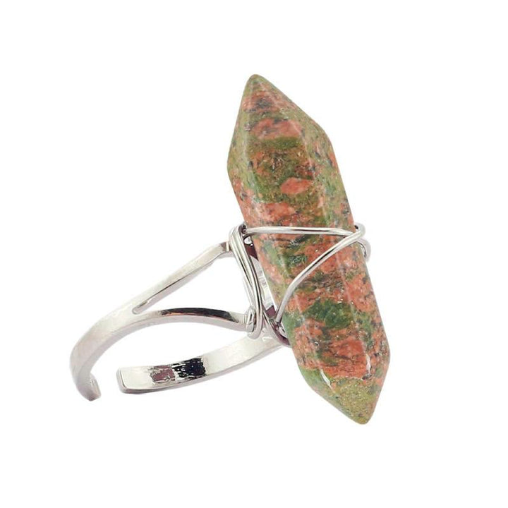 FREE Today: Wire-Wrapped Natural Quartz Crystal Stone Adjustable Vibes & Meditation Ring - Unakite - image 49