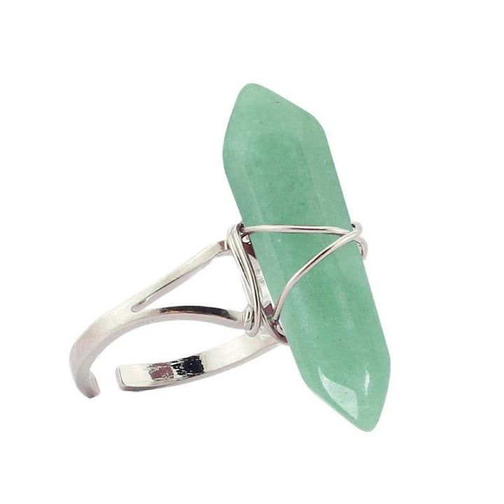 FREE Today: Wire-Wrapped Natural Quartz Crystal Stone Adjustable Vibes & Meditation Ring - Green Aventurine - image 20
