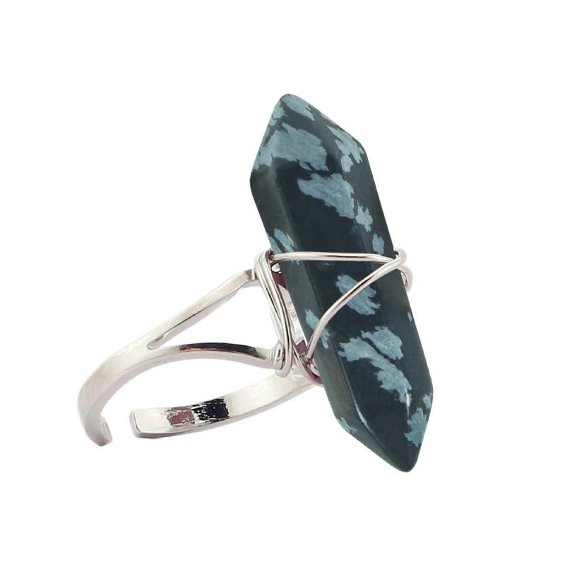 FREE Today: Wire-Wrapped Natural Quartz Crystal Stone Adjustable Vibes & Meditation Ring - Snowflake Obsidian - image 43