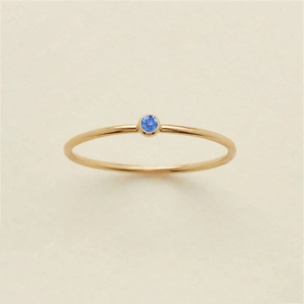 Olivenorma Birthstone 12 Month Birth Slim Ring - March - 7 - image 11