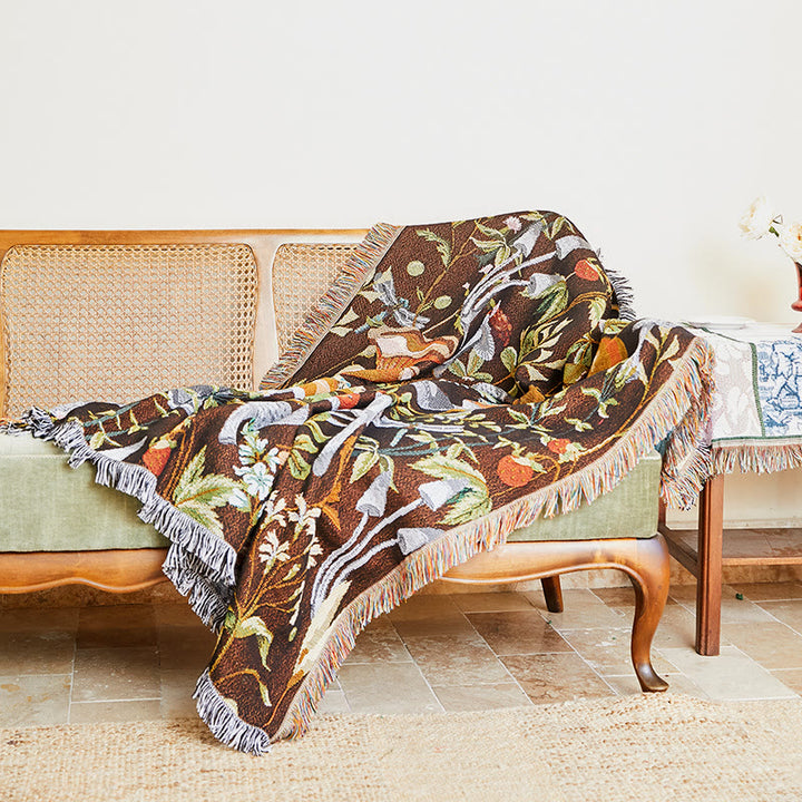 Olivenorma Jungle Mushroom Cotton Blend Tassel Throw Blanket - image 0