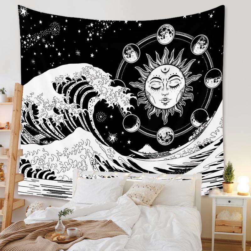 Olivenorma Mandala Digital Print Bohemian Wall Tapestry  - Black & White - 180*230cm - image 2