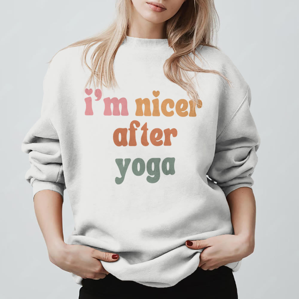 Olivenorma Nicer After Yoga Motivational Fitness Sweatshirt - White - 2XL - image 0