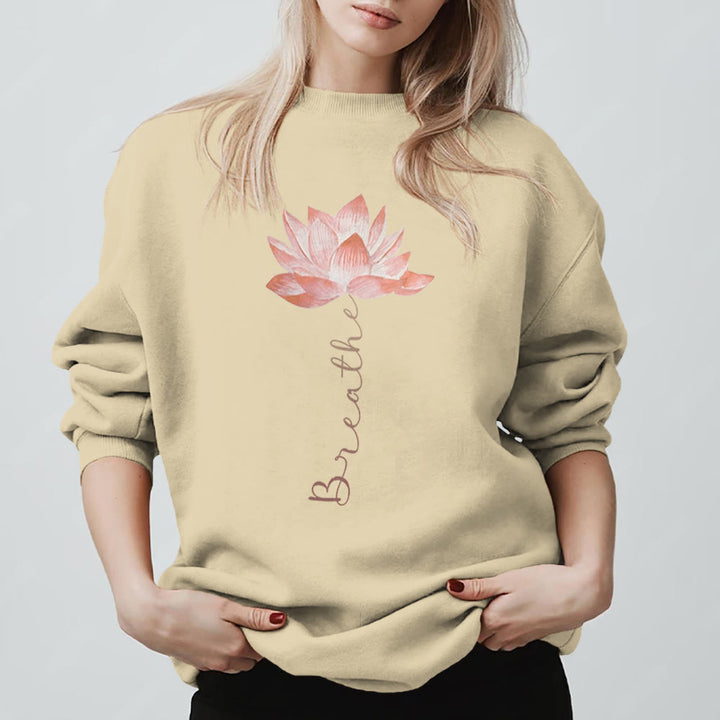 Olivenorma Red Lotus Yoga Meditation Sweatshirt - LightYellow - 2XL - image 3