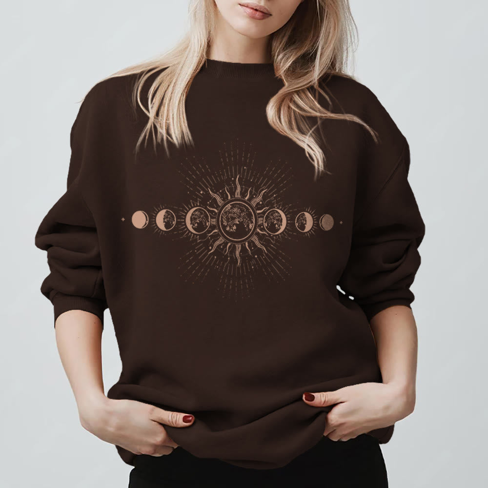 Olivenorma Celestial Moon & Sun Boho Sweatshirt - Brown - 2XL - image 7