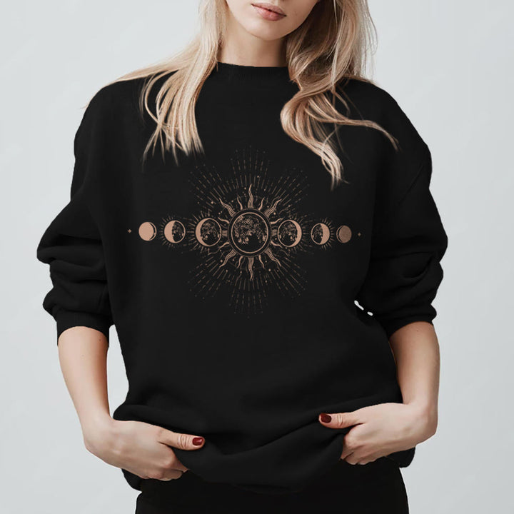 Olivenorma Celestial Moon & Sun Boho Sweatshirt - Black - 2XL - image 3