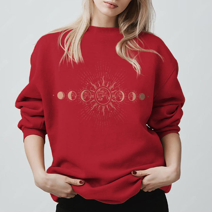 Olivenorma Celestial Moon & Sun Boho Sweatshirt - Red - 2XL - image 9