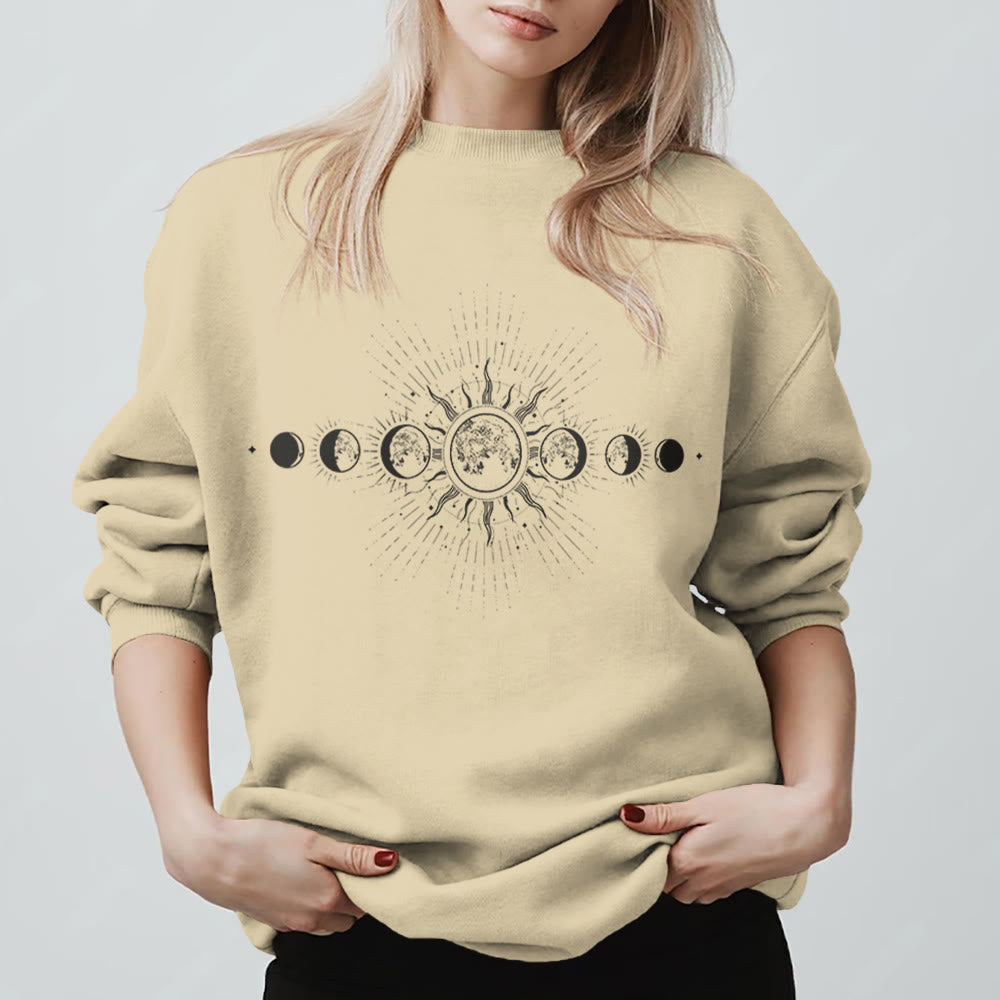 Olivenorma Celestial Moon & Sun Boho Sweatshirt - LightYellow - 2XL - image 1