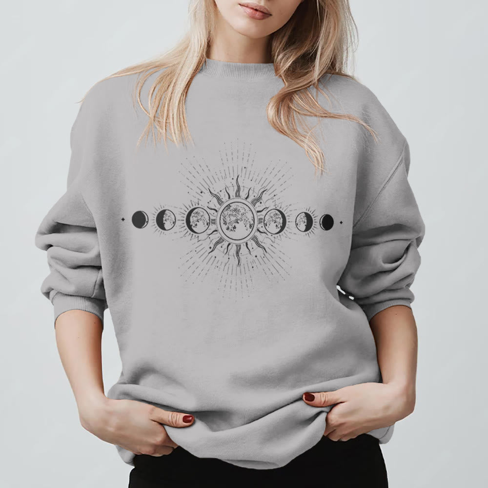 Olivenorma Celestial Moon & Sun Boho Sweatshirt - Grey - 2XL - image 11