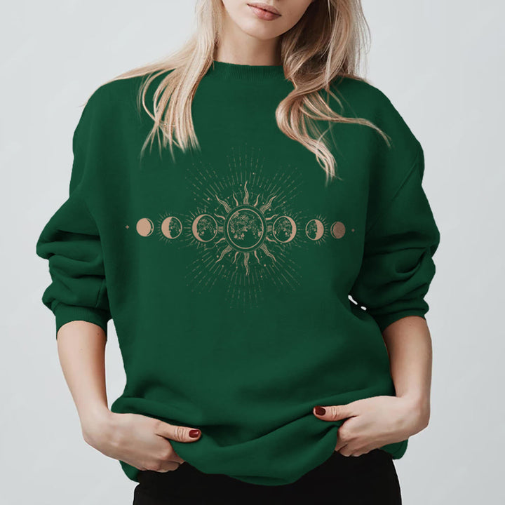 Olivenorma Celestial Moon & Sun Boho Sweatshirt - Green - 2XL - image 13