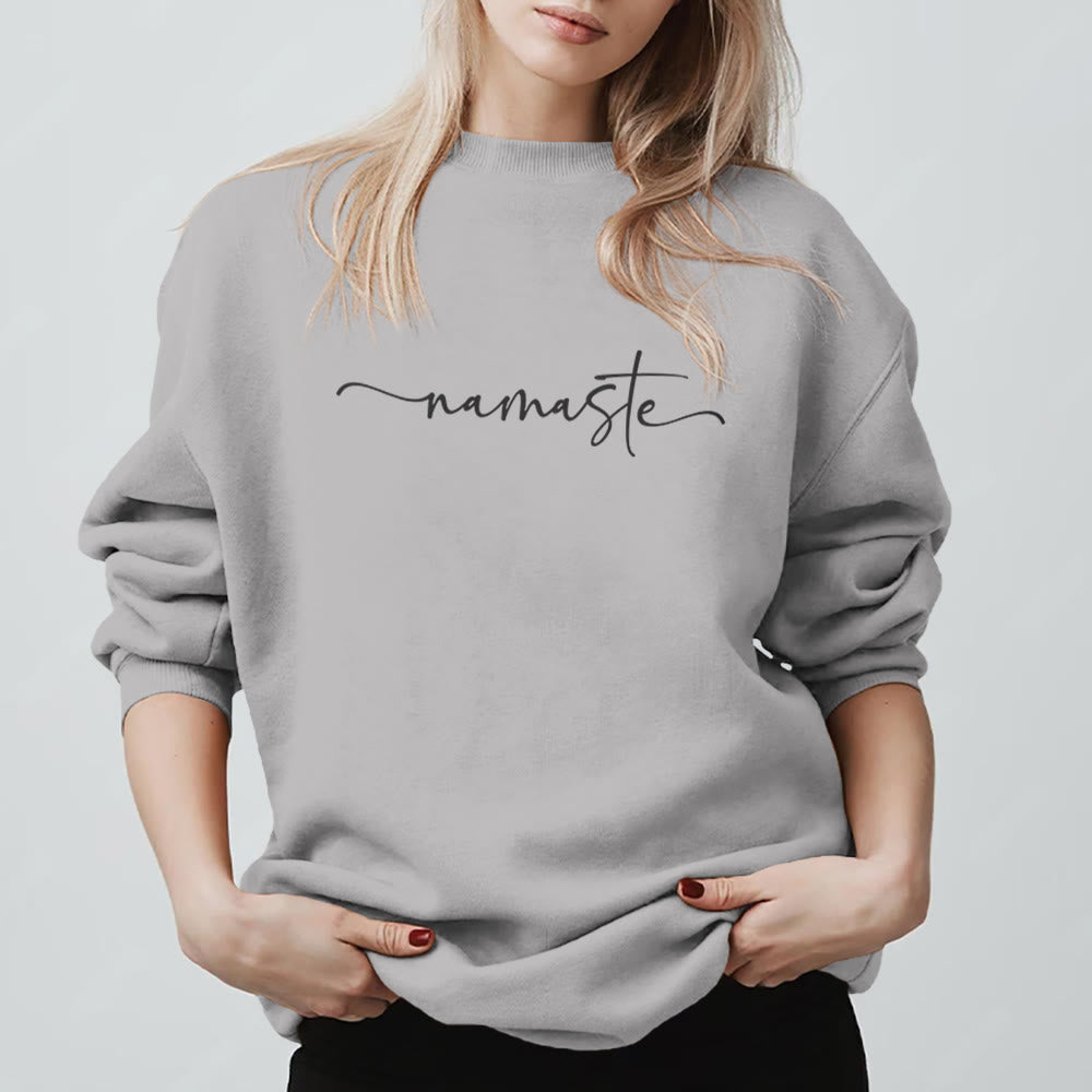 Olivenorma Namaste Yoga Meditation Sweatshirt - Grey - 2XL - image 11