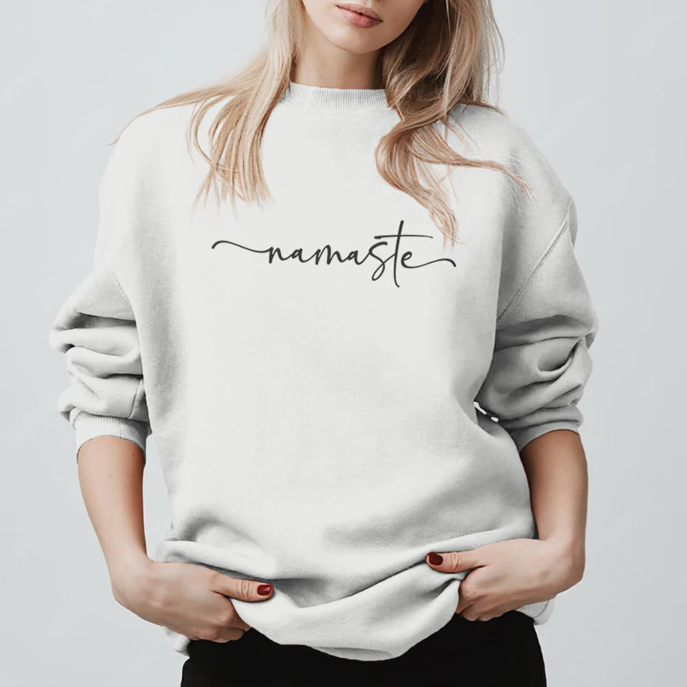 Olivenorma Namaste Yoga Meditation Sweatshirt - White - 2XL - image 5