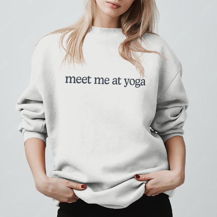 Olivenorma Meet Me At Yoga Cute Sweatshirt - White - 2XL - image 7