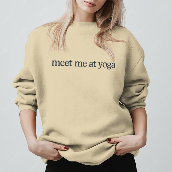 Olivenorma Meet Me At Yoga Cute Sweatshirt - LightYellow - 2XL - image 5