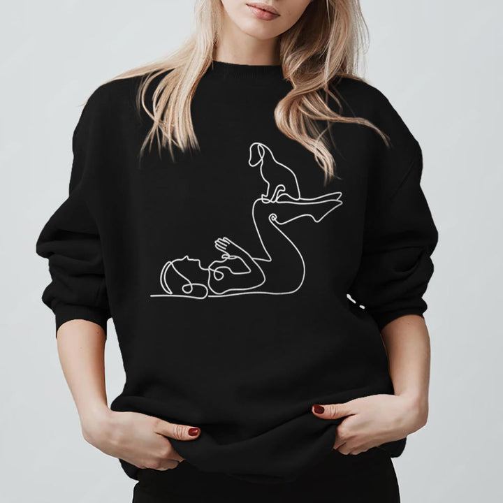 Olivenorma Yoga With Dog Lovers Sweatshirt - Black - 2XL - image 9