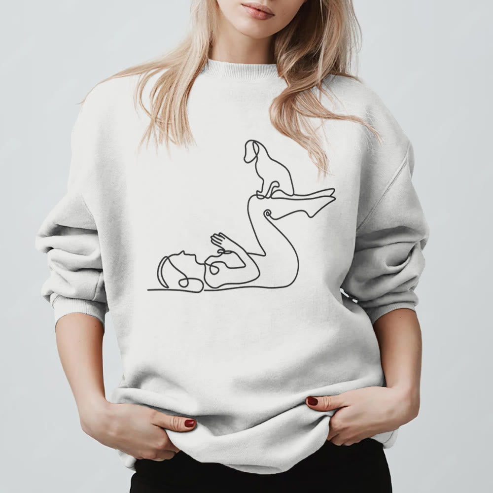 Olivenorma Yoga With Dog Lovers Sweatshirt - White - 2XL - image 11