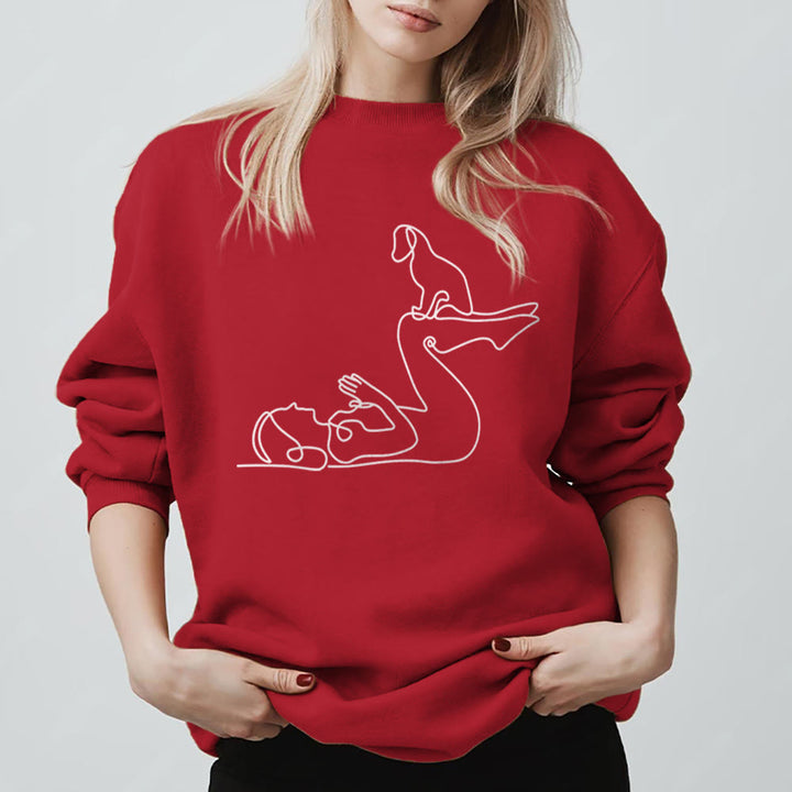 Olivenorma Yoga With Dog Lovers Sweatshirt - Red - 2XL - image 13