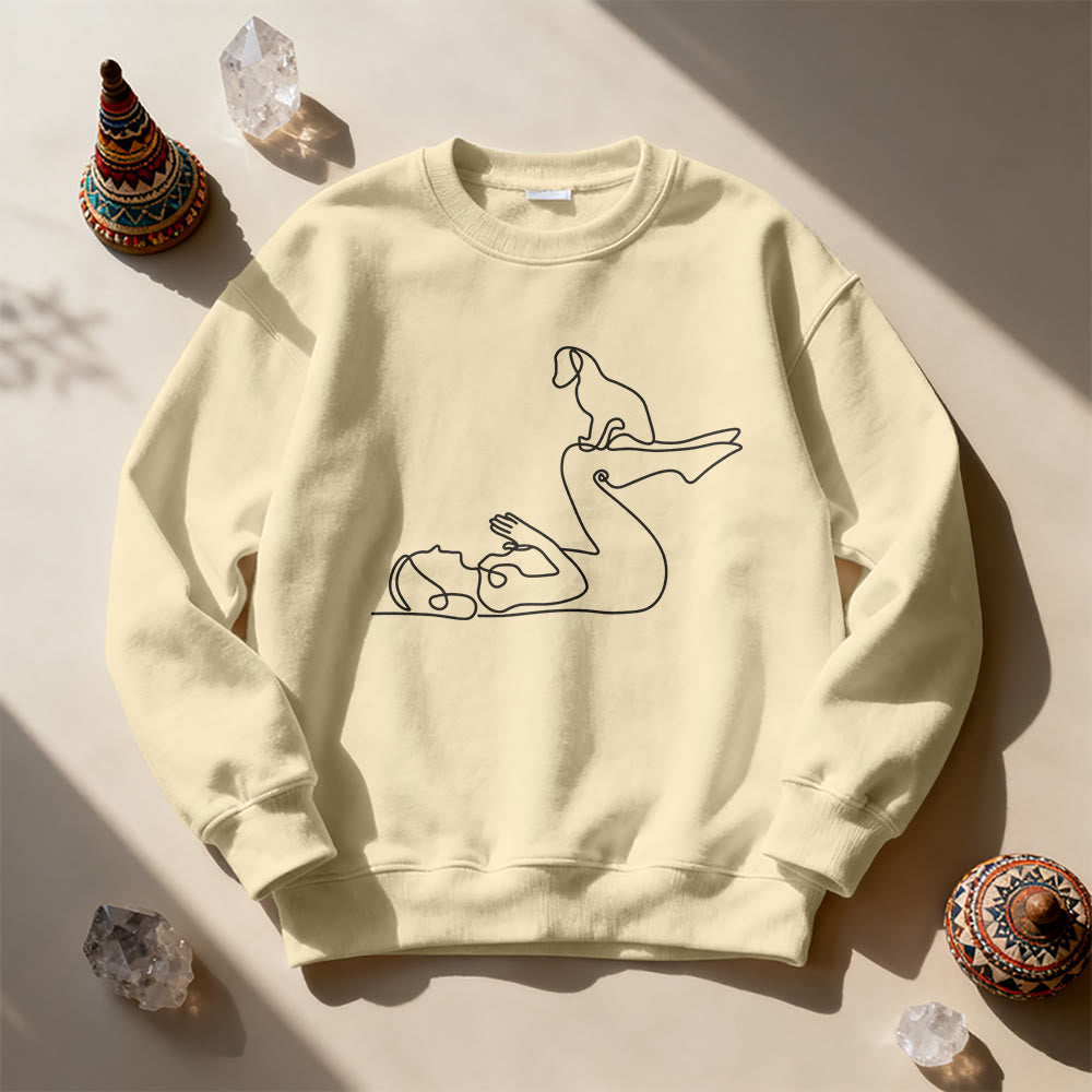 Olivenorma Yoga With Dog Lovers Sweatshirt - image 1