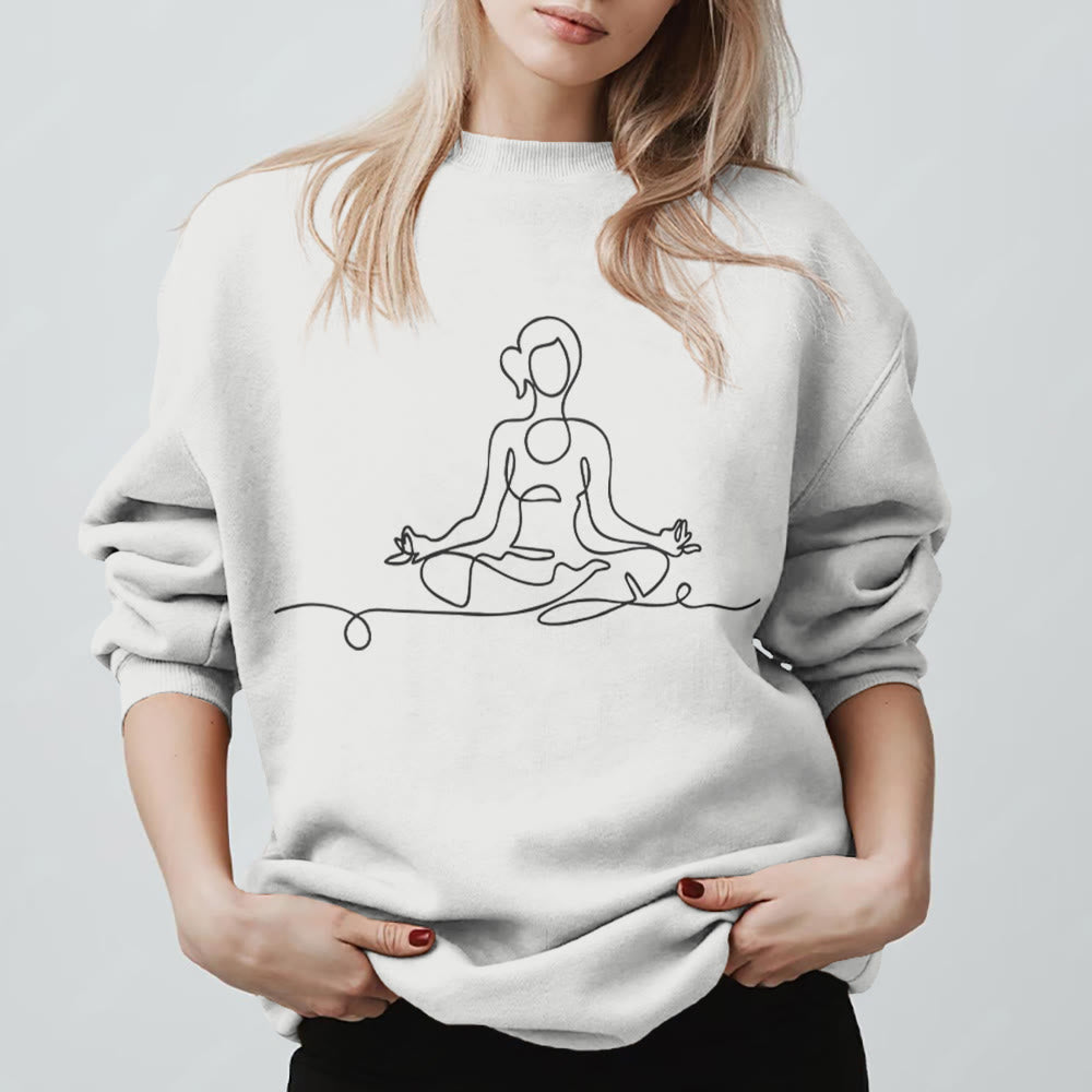 Olivenorma Minimalist Meditation Yoga Sweatshirt - White - 2XL - image 11