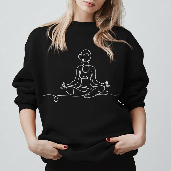 Olivenorma Minimalist Meditation Yoga Sweatshirt - Black - 2XL - image 9