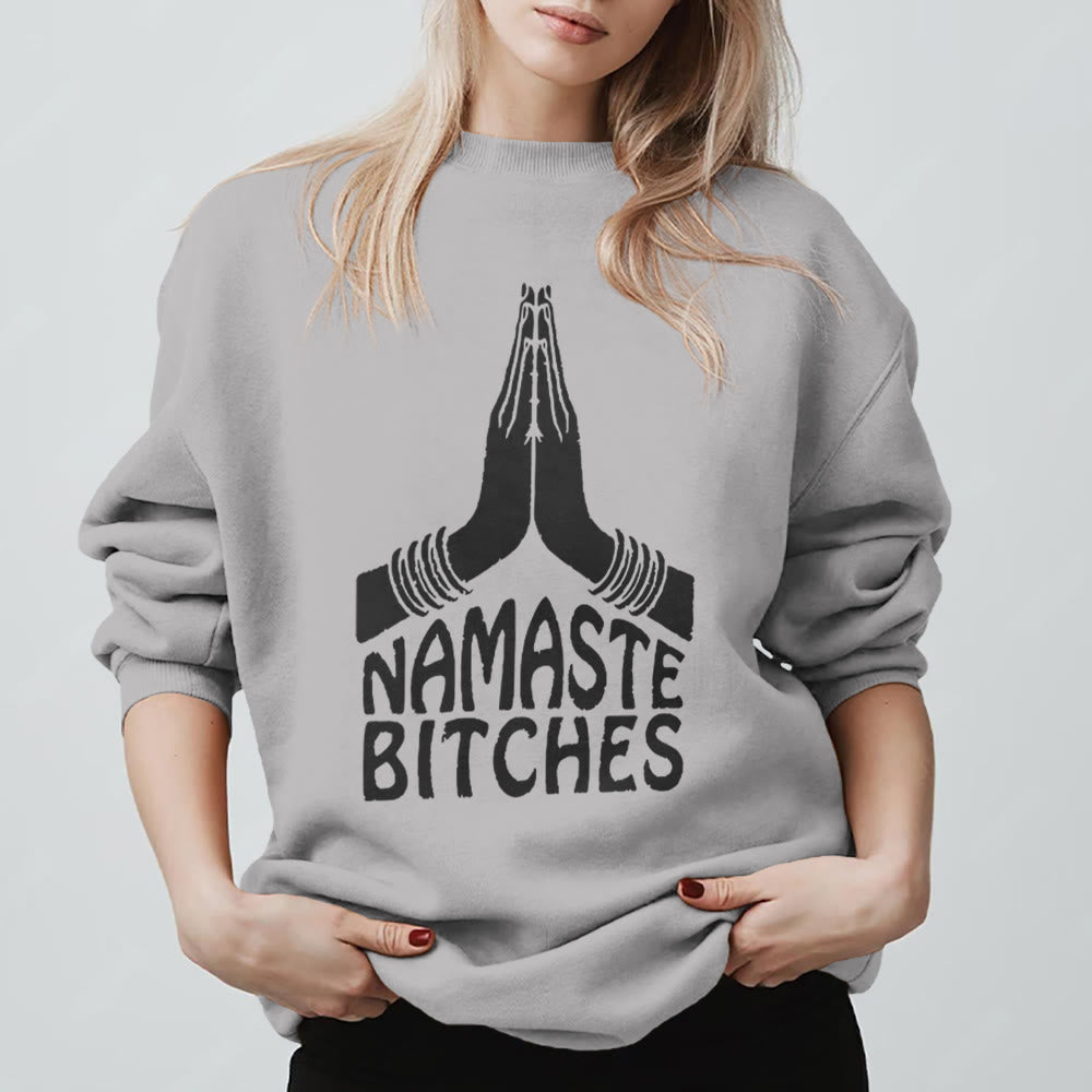 Olivenorma Namaste Vibes Yoga Motivational Sweatshirt - Grey - 2XL - image 0
