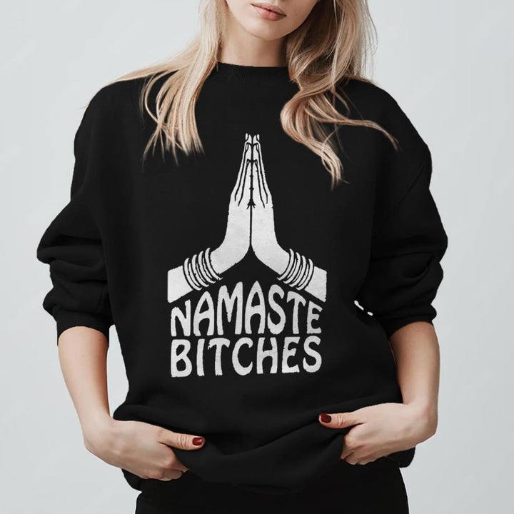 Olivenorma Namaste Vibes Yoga Motivational Sweatshirt - Black - 2XL - image 9