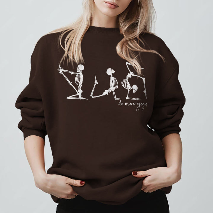 Olivenorma Skeleton Yoga 'Do More Yoga' Motivational Sweatshirt - Brown - 2XL - image 7